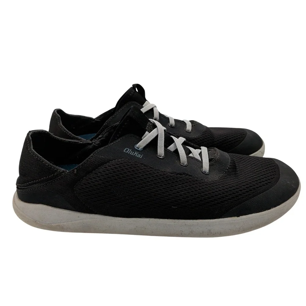 OluKai Moku Pae Mens Black Cloud Mesh Boat Shoes Sneakers 10472-40QS Size 12